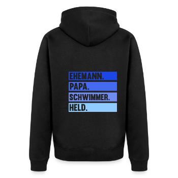 Schullehrer Lehrer - Unisex Premium Bio Zip Hoodie - Schwarz - Hinten - Nico (187cm)