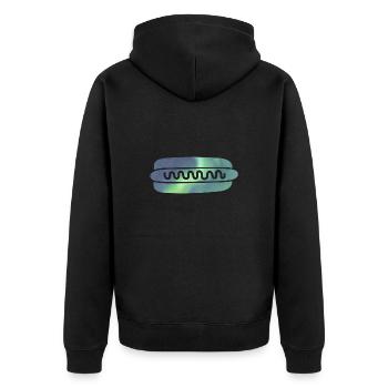 Island Hotdog Polarlicht Aurora Borealis - Unisex Premium Bio Zip Hoodie - Schwarz - Hinten - Nico (187cm)
