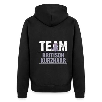 Britisch Kurzhaar Katze - Unisex Premium Bio Zip Hoodie - Schwarz - Hinten - Nico (187cm)