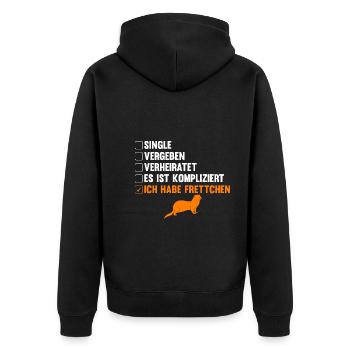 Es ist kompliziert ich habe Frettchen - Unisex Premium Bio Zip Hoodie - Schwarz - Hinten - Nico (187cm)