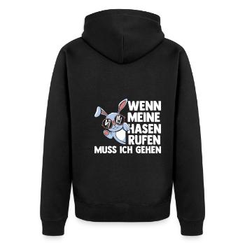 Kaninchen Hase - Unisex Premium Bio Zip Hoodie - Schwarz - Hinten - Nico (187cm)