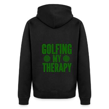 Golf - Golfclub Goldspieler Birdie Elite Luxus - Unisex Premium Bio Zip Hoodie - Schwarz - Hinten - Nico (187cm)