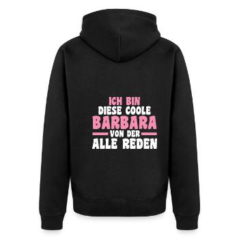 Barbara - Unisex Premium Bio Zip Hoodie - Schwarz - Hinten - Nico (187cm)