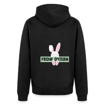 Osterhase Hase Ostern - Unisex Premium Bio Zip Hoodie - Schwarz - Hinten - Nico (187cm)