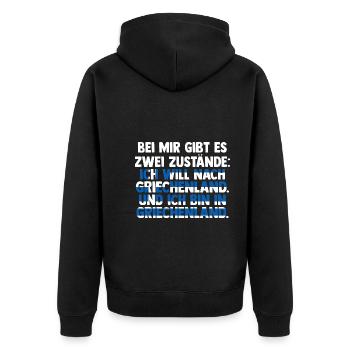Griechen Grieche Griechenland - Unisex Premium Bio Zip Hoodie - Schwarz - Hinten - Nico (187cm)