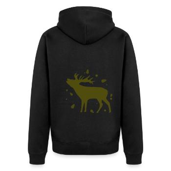 Hirsch - Wald Natur Tierschutz - Unisex Premium Bio Zip Hoodie - Schwarz - Hinten - Nico (187cm)