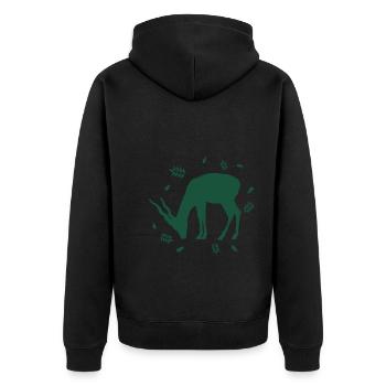 Hirsch - Wald Natur Tierschutz - Unisex Premium Bio Zip Hoodie - Schwarz - Hinten - Nico (187cm)