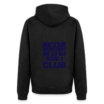 Golf - Golfclub Goldspieler Birdie Elite Luxus - Unisex Premium Bio Zip Hoodie - Schwarz - Hinten - Nico (187cm)