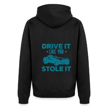 Oldtimer Auto-Veteran Autoklassiker Freiheit USA - Unisex Premium Bio Zip Hoodie - Schwarz - Hinten - Nico (187cm)