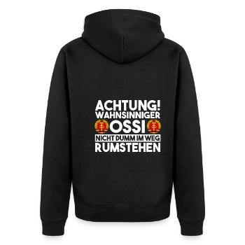 Ostdeutschland Ossi Deutschland DDR - Unisex Premium Bio Zip Hoodie - Schwarz - Hinten - Nico (187cm)