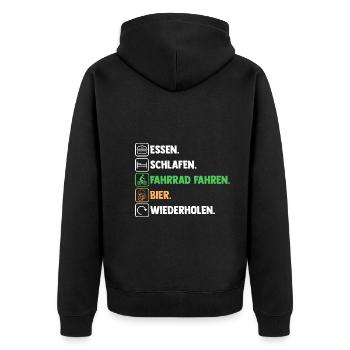 Bier Fahrradfahrer Rad Fahrrad - Unisex Premium Bio Zip Hoodie - Schwarz - Hinten - Nico (187cm)
