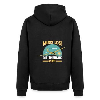 Segelflieger Fliegen Segelfliegen - Unisex Premium Bio Zip Hoodie - Schwarz - Hinten - Nico (187cm)