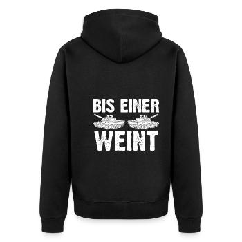 Panzerfahrer Soldat Panzer - Unisex Premium Bio Zip Hoodie - Schwarz - Hinten - Nico (187cm)