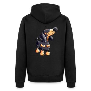 Lustiger Dackel - Unisex Premium Bio Zip Hoodie - Schwarz - Hinten - Nico (187cm)