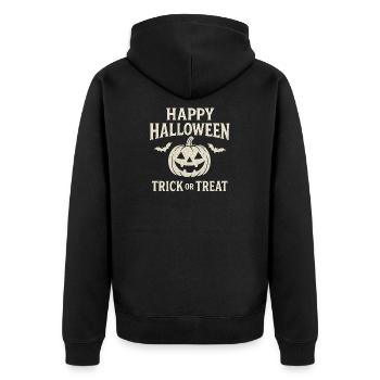 Halloween Pumpkin Trick or Treat - Unisex Premium Bio Zip Hoodie - Schwarz - Hinten - Nico (187cm)