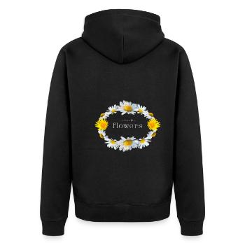 Flowers - Unisex Premium Bio Zip Hoodie - Schwarz - Hinten - Nico (187cm)
