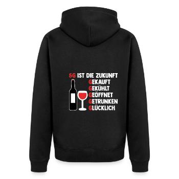 5G ist die Zukunft Wein - Unisex Premium Bio Zip Hoodie - Schwarz - Hinten - Nico (187cm)