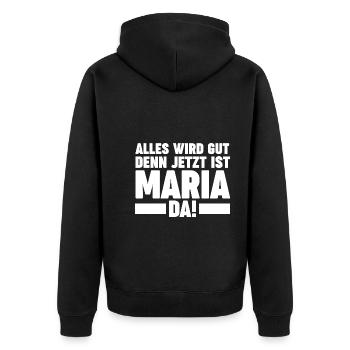 Maria - Unisex Premium Bio Zip Hoodie - Schwarz - Hinten - Nico (187cm)
