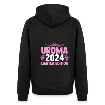 Urgroßmutter 2024 Uroma - Unisex Premium Bio Zip Hoodie - Schwarz - Hinten - Nico (187cm)