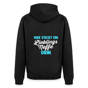 Neffe - Unisex Premium Bio Zip Hoodie - Schwarz - Hinten - Nico (187cm)