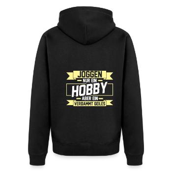 Läufer Joggen Laufen - Unisex Premium Bio Zip Hoodie - Schwarz - Hinten - Nico (187cm)