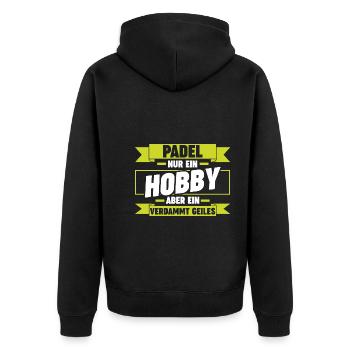 Tennis Padelspieler Padel - Unisex Premium Bio Zip Hoodie - Schwarz - Hinten - Nico (187cm)