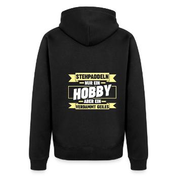 Stand Up Paddeling - Unisex Premium Bio Zip Hoodie - Schwarz - Hinten - Nico (187cm)