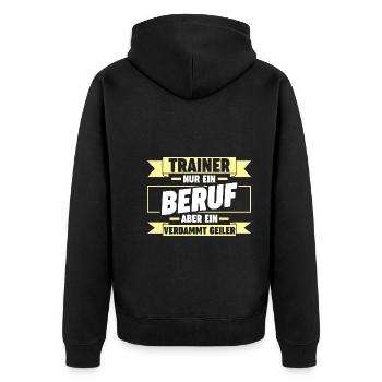 Sportmannschaft Trainer - Unisex Premium Bio Zip Hoodie - Schwarz - Hinten - Nico (187cm)