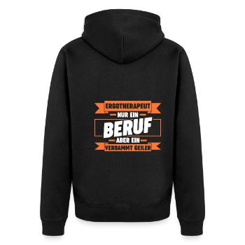 Ergotherapie Ergotherapeut - Unisex Premium Bio Zip Hoodie - Schwarz - Hinten - Nico (187cm)