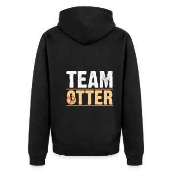 Seeotter Fischotter Otter - Unisex Premium Bio Zip Hoodie - Schwarz - Hinten - Nico (187cm)