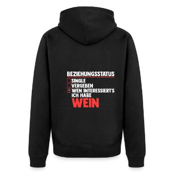 Beziehungsstatus Ich Mit Dir Du Mit Mir Wir Mit We - Unisex Premium Bio Zip Hoodie - Schwarz - Hinten - Nico (187cm)