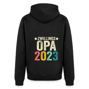 Großvater 2023 Schwanger Werdender Opa - Unisex Premium Bio Zip Hoodie - Schwarz - Hinten - Nico (187cm)
