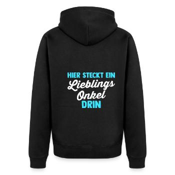 Patenonkel Onkel - Unisex Premium Bio Zip Hoodie - Schwarz - Hinten - Nico (187cm)
