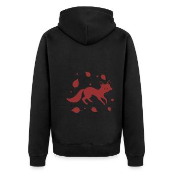 Fuchs - Tier Zoo Tierfreund Naturschutz - Unisex Premium Bio Zip Hoodie - Schwarz - Hinten - Nico (187cm)