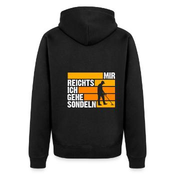 Sondler Sondeln Sondel Sondengänger - Unisex Premium Bio Zip Hoodie - Schwarz - Hinten - Nico (187cm)