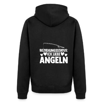 Angel Fischen Beziehungsstatus Angeln Angler - Unisex Premium Bio Zip Hoodie - Schwarz - Hinten - Nico (187cm)