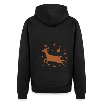 Hirsch - Wald Natur Tierschutz - Unisex Premium Bio Zip Hoodie - Schwarz - Hinten - Nico (187cm)