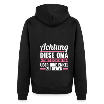 Großmutter Großmama Omi Oma - Unisex Premium Bio Zip Hoodie - Schwarz - Hinten - Nico (187cm)