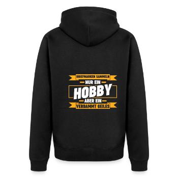 Philatelie Briefmarkensammlung Briefmarkensammler - Unisex Premium Bio Zip Hoodie - Schwarz - Hinten - Nico (187cm)