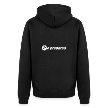 Bitcoin Sayings Be Prepared - Unisex Premium Organic Zip Hoodie - black - Back - Nico (187cm)