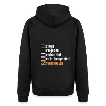 Stand Up Paddeling - Unisex Premium Bio Zip Hoodie - Schwarz - Hinten - Nico (187cm)