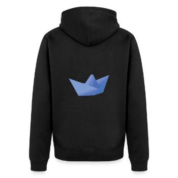 Origami Ship - Unisex Premium Bio Zip Hoodie - Schwarz - Hinten - Nico (187cm)