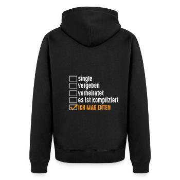 Beziehungsstatus Entenliebhaber Tiermotiv Ente - Unisex Premium Bio Zip Hoodie - Schwarz - Hinten - Nico (187cm)