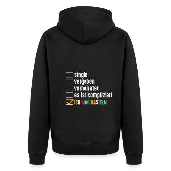 Beziehungsstatus Bastler Bastelunterricht Basteln - Unisex Premium Bio Zip Hoodie - Schwarz - Hinten - Nico (187cm)