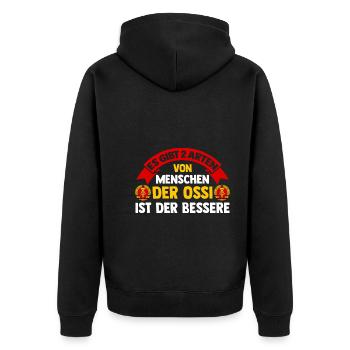 Ostdeutschland Ossi Deutschland DDR - Unisex Premium Bio Zip Hoodie - Schwarz - Hinten - Nico (187cm)