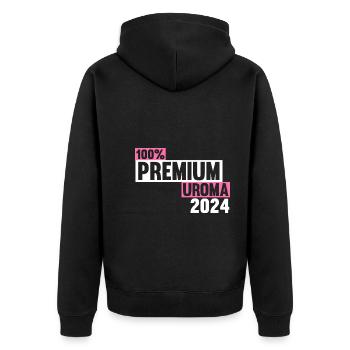 Urgroßmutter 2024 Uroma - Unisex Premium Bio Zip Hoodie - Schwarz - Hinten - Nico (187cm)