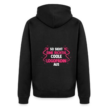 Logopädie Logopädin - Unisex Premium Bio Zip Hoodie - Schwarz - Hinten - Nico (187cm)