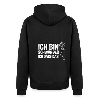 Schwangerschaft Ich Bin Schwanger Ich Darf Das - Unisex Premium Bio Zip Hoodie - Schwarz - Hinten - Nico (187cm)