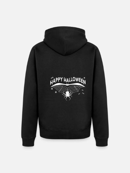 Happy Halloween Spider Web Halloween - Unisex Premium Organic Zip Hoodie - black