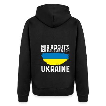 Ukraine Ukrainer Ukrainisches - Unisex Premium Bio Zip Hoodie - Schwarz - Hinten - Nico (187cm)